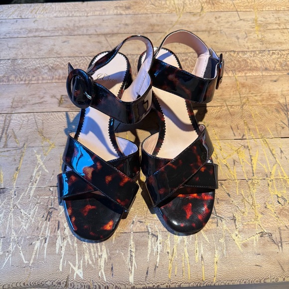J Crew Tortoise Shell Patent Leather Block Heel Women's Sandals - Picture 10 of 10